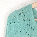 Loft  Turquoise Aqua Pointelle Sweater Pullover Blouse Long Bell Sleeve Small New Photo 6