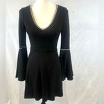 Lulus  long bell sleeve black dress with pearl details size XS Photo 4