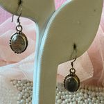 Sterling Silver Labradorite Dangle Earrings Oval Beaded Accent .925 Photo 1