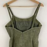 ARTURO Vintage 90s Army Green Suede Leather Grunge Asymmetrical Hem Mini Dress Photo 4