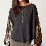 We The Free Free People  Blossom Balloon Sleeve Gray Thermal Top Photo 0
