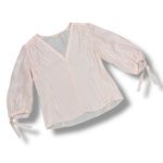 Rebecca Taylor Daniella Floral Jacquard Silk Blend 3/4 Tie Sleeve Blouse Pink 4 Photo 11