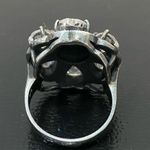 Sterling Silver Vintage Signed 925 Marcasite CZ Flower Chunky Ring Size 7 10.3g Photo 10