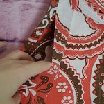 Talbots CUVED HEM FLOWY PAISLEY FLORAL ORANGE BROWN A LINE SKIRT 12 PETITE Photo 4