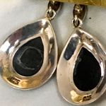 Onyx Vintage Marcasite Sterling Silver Tear Drop Shaped Earrings Photo 5