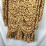 NICHOLAS Leopard Gathered Frill Mini Dress Silk Brown Size 12 Photo 10