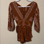 Free People  Bohemian Brown Embroidered Women's Romper xs Photo 2