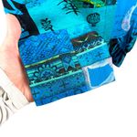 Chico's  Oriental Art-to-Wear Patchwork Silk Linen Blazer Jacket Turquoise SZ 4 Photo 2