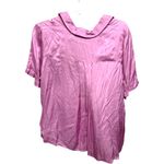 English Factory  Pink Satin Short Sleeve Button Up Shirt 2X Casual Barbiecore NWT Photo 3