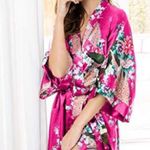 None Magenta Pink Satin robe blossoms, midi length, magenta pink, one size fits most Photo 0