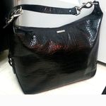 Ralph Lauren Lauren  Black Croc-Embossed Shoulder Bag Photo 2