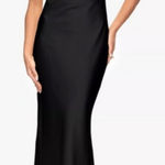 XScape  Black Halter Neck Satin Sheath Gown Dress Photo 0