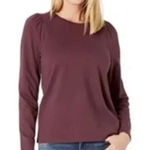 Madewell Cotton Puff-Sleeve Tee in Burgundy / Dark Fig Women's Size Small Photo 0