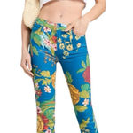 NWT MOTHER The Mid Rise Dazzler Cropped Jeans Blue Floral Mid Rise Sz 25 $228 Photo 0