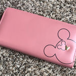 Zip Around Clutch Wallet Pink with Mouse Ears Photo 0
