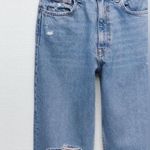 ZARA  90’s Mom Fit Relaxed Distressed Knee Jeans Blue Vintage Wash Size 4 Photo 4