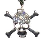 Nwot! Silver rhinestone skull and crossbones necklace! Silver Photo 2