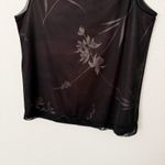 [Vintage] 90s Y2K Brown Black Mesh Crew Neck Floral Print Tank Top Size Small S Photo 5