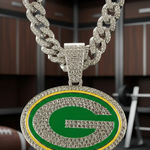 NFL Green Bay Packers 20 Inch Necklace Pendant Cuban Chain Link Football Jewelry Photo 0