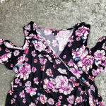 Torrid Purple/Black Floral Cold Shoulder Wrap Dress Photo 2