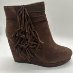 Nature Breeze  Boots Womens 8.5 Brown Suede Fringe Side Zip Ankle‎ Boots NEW Photo 0