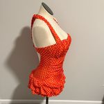 Unbranded woman’s Orange White small Polka Dot ruffle Swimsuit size large Photo 4