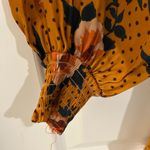 Free People  Morning Light Golden Yellow Floral Long Sleeve Dress Size 8 Photo 6