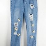 Chelsea and Violet 100% Cotton Floral Ripped Distressed Embroidered Jeans Size 28 Photo 0