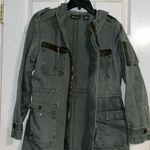 No Boundaries Vintage Denim Olive Green Jacket trench coat jacket Jean jacket green coat Photo 2