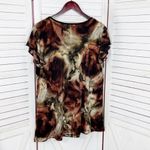 Dress Barn  Tie Dye Flutter Sleeve Tunic Top‎ Shirt Brown Black 1X Photo 8