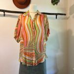 frankie's bikinis  Fifi Sustainable Disco Yellow Print Button Front Shirt Size S Photo 2