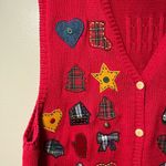 Vtg Marisa Christina Red Holiday Sweater Vest with Embroidery women’s Large Photo 4