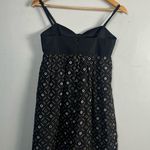 BCBG MAX AZRIA black 100% silk satin babydoll sun dress puff skirt eyelet dots Photo 1