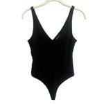 Leith  V-Neck Bodysuit in Black Women's sz. XS Stretchy Cheeky Bottom Photo 0