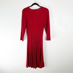 Nine West Red 3/4 Sleeves V-Neck Cable Knit Pleated Sweater Dress Size Large Photo 1