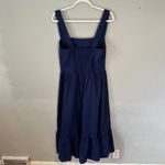 Reformation  Rowen Square Neck Smocked Linen Dress  Danube Blue Photo 3