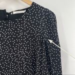 FRNCH  Paris Dot Long Sleeve Dress Tie Neck B&W Polka Dots Flare Parisian SZ S/M Photo 10