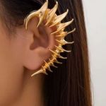 Gold Tone Spike Skeleton Ear Cuff Gothic Punk Thorn Clip On Earring Jewelry Photo 0