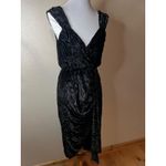 Saylor Black Farrah Velvet Animal Shimmer Sequins V-Neck Wrap Midi Dress MEDIUM Photo 2