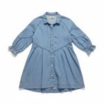 We The Free Hannah Denim Mini Dress Size Medium Blue 3/4 Sleeve Boho Free People Photo 0