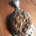 Carved Horse Tiger's Eye Pendant Necklace Photo 0