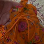 For Love & Lemons Peony Smocked Crop Top in Tangerine Orange Photo 5