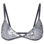 SKIMS NWOT  Silver Sequin Triangle Bralette Photo 1