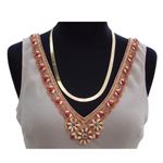 Cache  Beige Plunging Double V Neck Silk Bead Embellished Top Lined $128 NWT New Photo 3