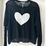 StitchDrop Black Lightweight “Love is in the Air” Heart Sweater, Size Large Photo 0