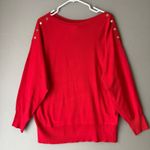 JM Collection  Red Boat Neck Sweater with Gold Button Detail sz L Holiday Photo 0