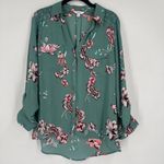 Candie's NWT Candie’s‎ Button Down Career Blouses Medium Floral Blue Lace Split Back Photo 1