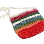 Rainbow Stripe Design White Knit Crossbody Purse Beach Style Lina Bag Crochet! Red Photo 1