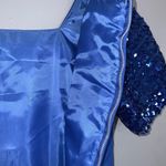 Sapphire Blue Sheath Short Sleeve Short Special Event Sequins Prom Dress XS Photo 7