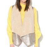 French Connection Silver and Tan Sherpa Lined Arleen Shearling Vest Photo 0